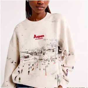 Abercrombie & Fitch Viral Aspen Colorado Ski Graphic Pullover Sweatshirt NWT S